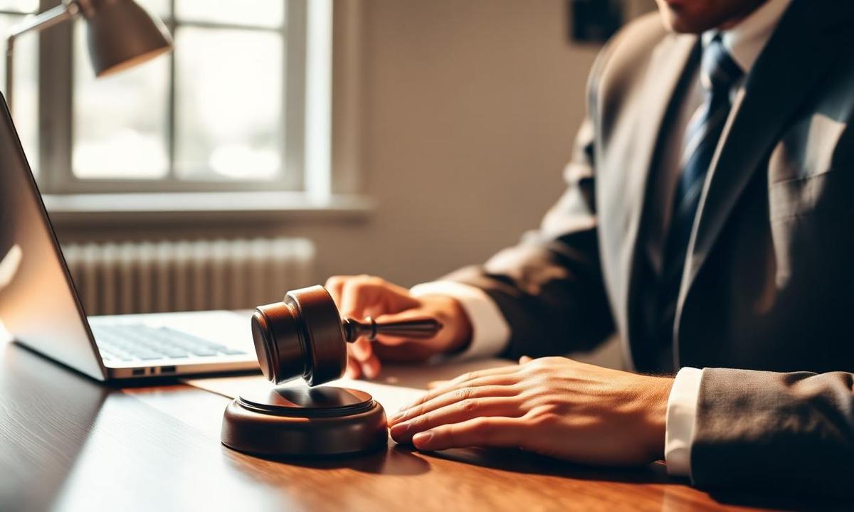 Advogado revisando documentos legais sobre direito digital