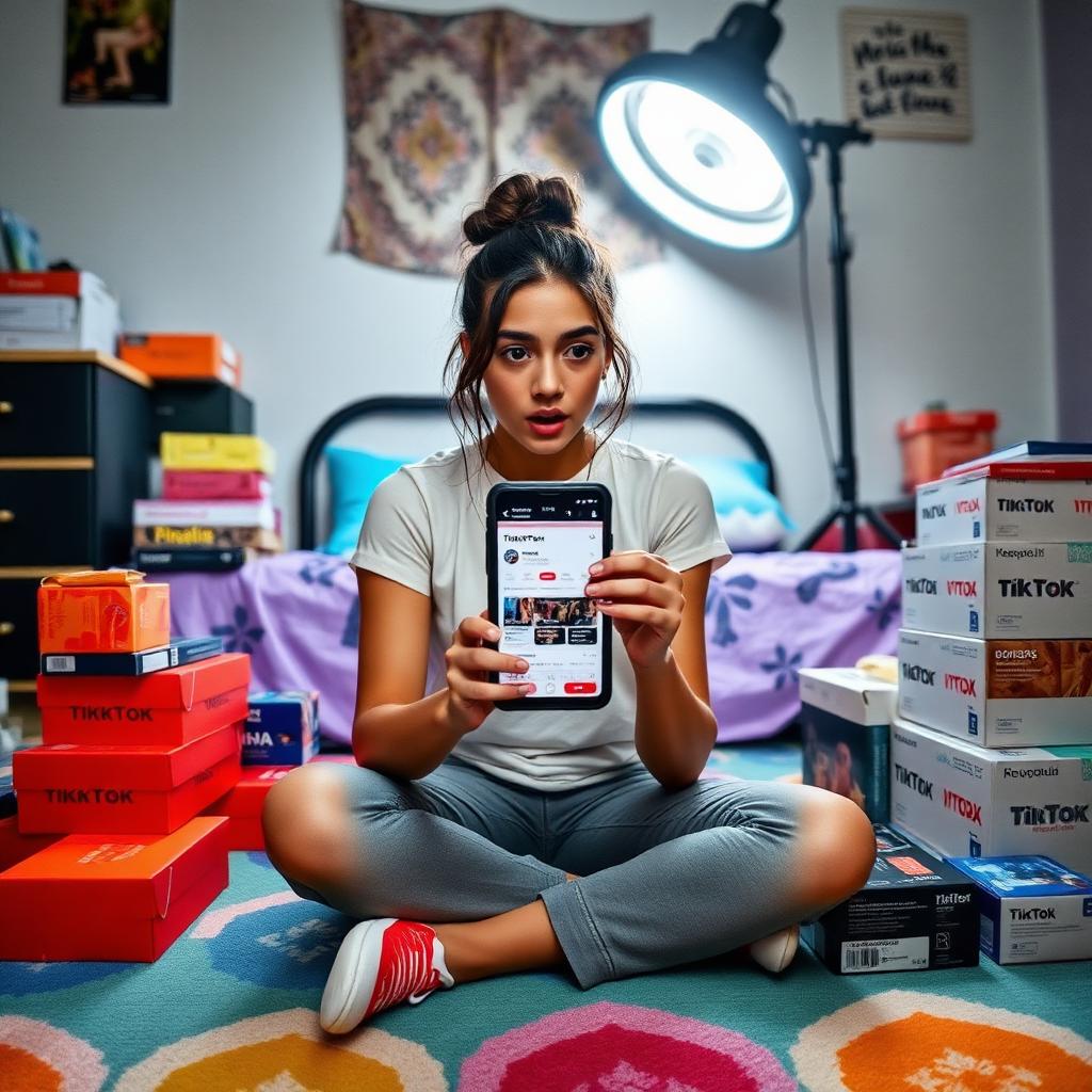 Jovem creator chocado ao ver conta TikTok Shop banida no celular