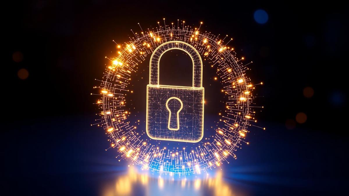 Conceito de segurança digital: cadeado luminoso