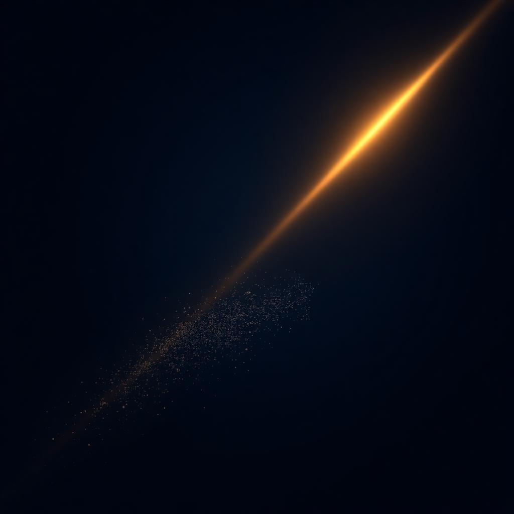 Faísca de luz dourada dissolvendo-se em fundo azul escuro
